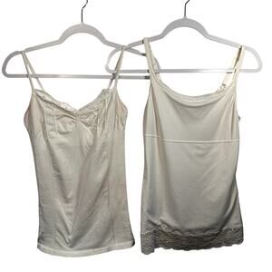 Maidenform Flexees Shapewear Cami Built In Bra Lace Trim Womens SZ S Lot of 2